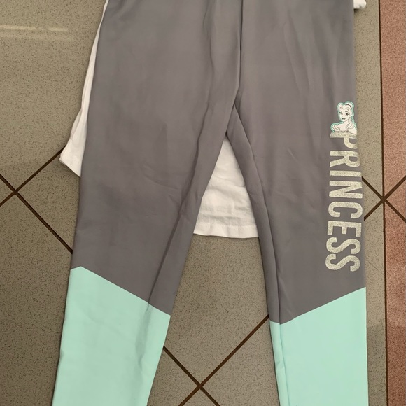 Disney Princess Kids 3-Piece Set, Fleece Jacket T-Shirt & Leggings Gray/Cream, 6 - Picture 8 of 9